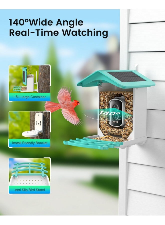 isYoung Smart Bird Feeder Camera (Dual Panel), Solar Powered, Identify 11,000+ Birds with AI, Auto Capture & Notify, 2K HD Footage, Outdoor Bird Watching, Ideal Gift for Birds Lovers. - Image 4