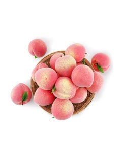 Generic 16PCS Artificial Fruit Peach, Fake Peach Artificial Lifelike Peach with Leaves Simulation Pink Peach Photo Props Party Home Kitchen Decor Food Toy  - Image 1
