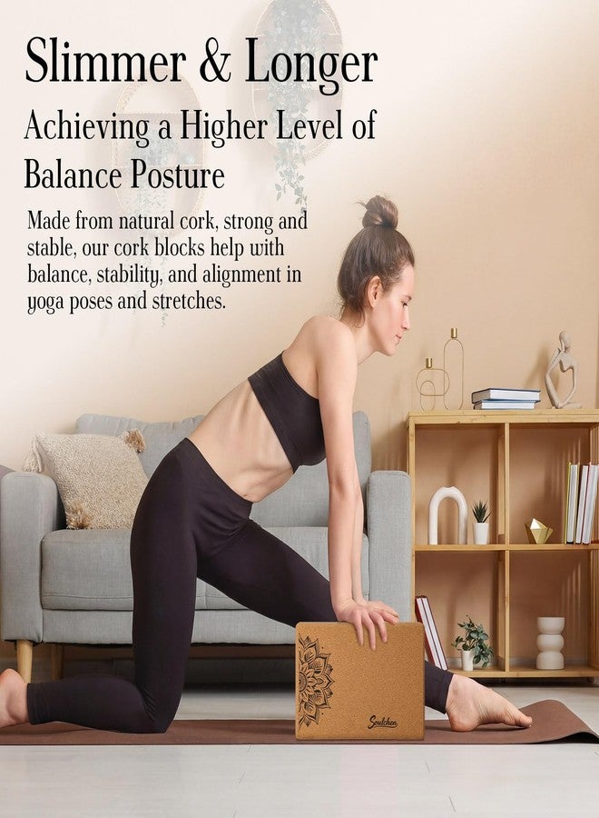 Soulchen 5 Pack Yoga Accessories for Women Set Yoga Block 2 Pack with Strap Massage Ball for Meditation Pilates Cork Blocks Stretching Home Gym Natural High-Density, 12"x8"x2" - Image 3