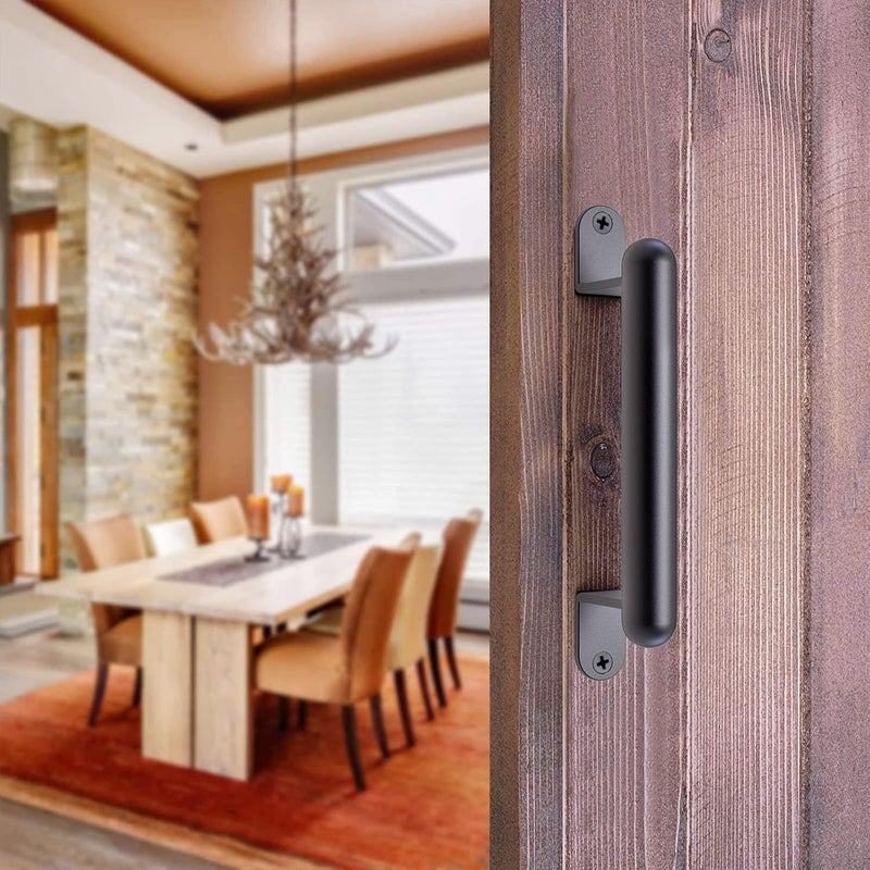 BeneLabel 9" Barn Door Pull Handle, Metal Fence Gate Pull Handle, Heavy Duty Sliding Door Handle for Gate Barn Door, Closet, Garage, Drawer, Towel Bar, Stairs, Includes Install Hardware, Black - Image 2