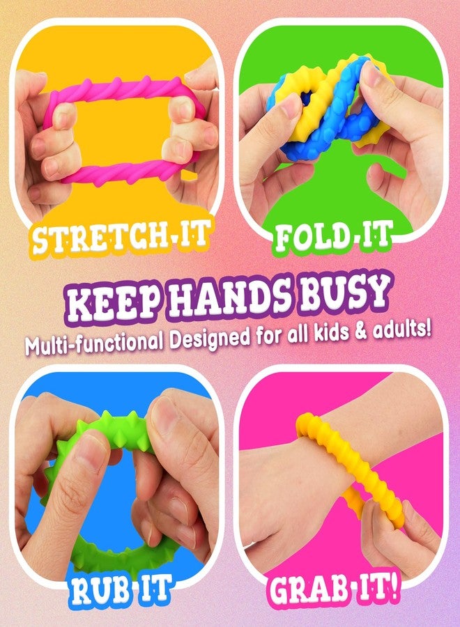 SMALL FISH Sensory Fidget Toys Kids Toddlers - 4 Pack Chew Sensory Silicone Bracelets | Calming Autism Quiet Fidgets & Texture Stress Silent Toys for Classroom Prizes | Easter Basket Stuffers Gifts for Toddlers - Image 2