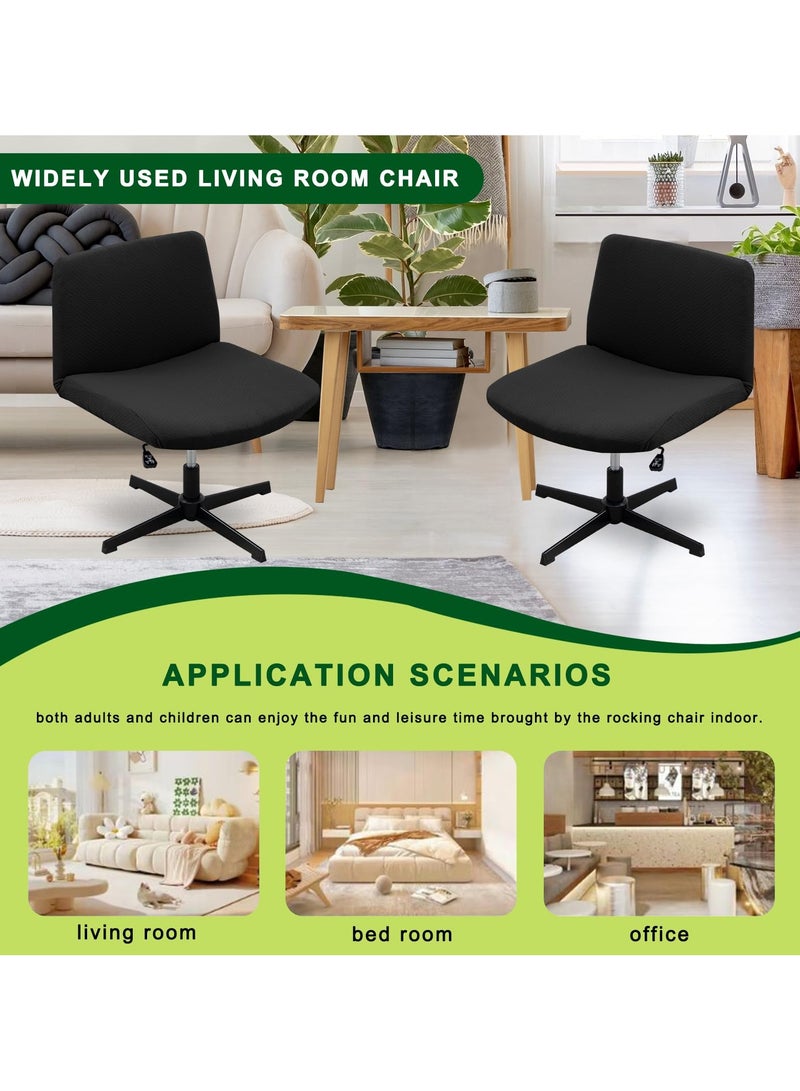 Waterproof Armless Chair Slipcover Stretch Criss Cross Slip Cover Accent Chair Covers Jacquard Wide Seat Office Desk Chair Cover for Swivel Task Vanity Furniture Mid Back Accent Chair Cover(Just a cover, No chair!) - Image 5