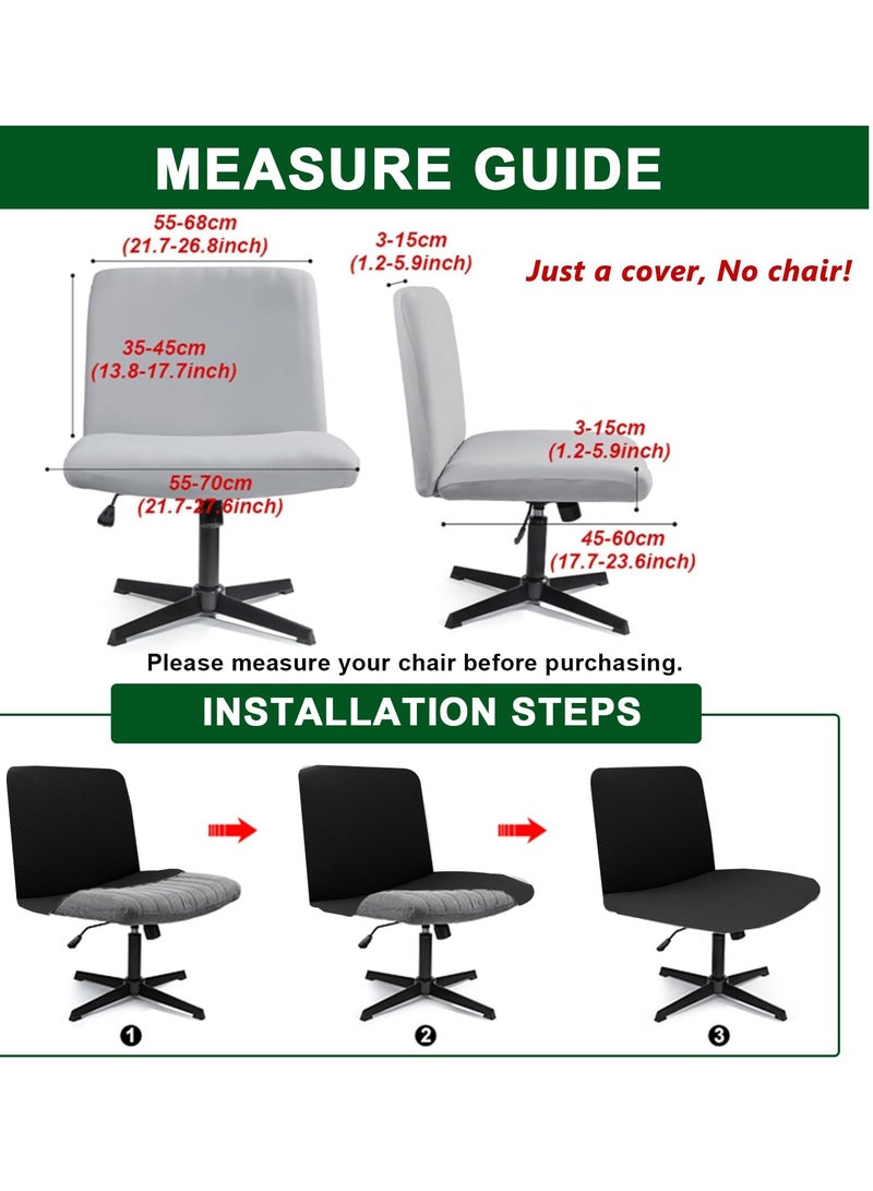 Waterproof Armless Chair Slipcover Stretch Criss Cross Slip Cover Accent Chair Covers Jacquard Wide Seat Office Desk Chair Cover for Swivel Task Vanity Furniture Mid Back Accent Chair Cover(Just a cover, No chair!) - Image 4