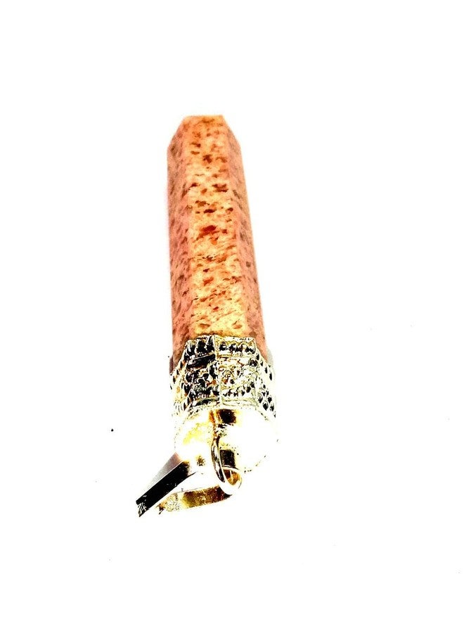 CA AGATE قلادة من حجر القمر الوردي العقيقي، بتصميم رأس قلم رصاص، مجوهرات من الأحجار الكريمة العلاجية - Image 3