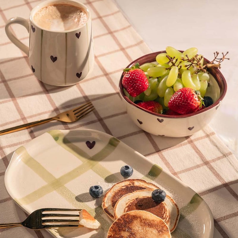 Holm Story Holm Story Lovestruck Red Breakfast Set | Serving Tray | Cereal Bowl | Coffee Mugs | Ceramic | Serve Breakfast | Morning Set - Image 1