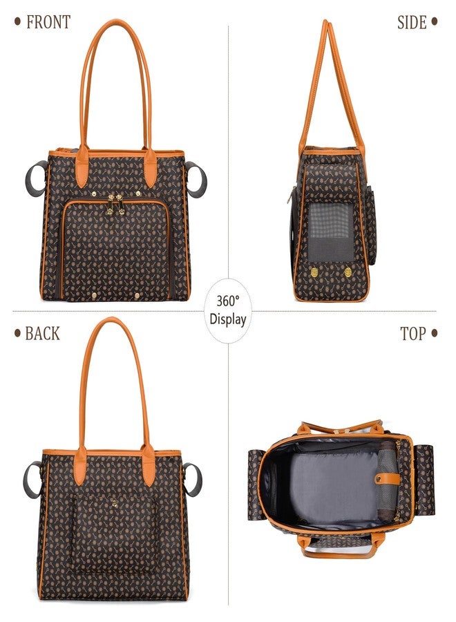 Minsong Fashion Pet Carrier Purse for Small Cat and Dog, Luxury Pu Soft-Sided Tote Bag with Large Pockets for Dogs and Puppies (Coffee, 15.8" L x 7.5" W x 11.8" H) - Image 4