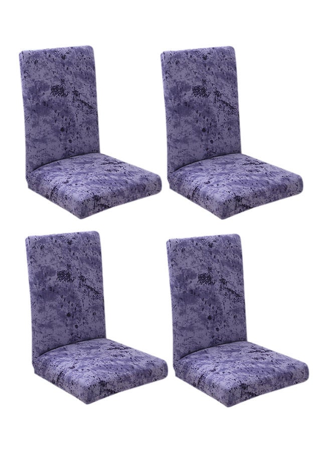 Loquat 4-Piece Marble Design Dining Chair Cover Set Purple