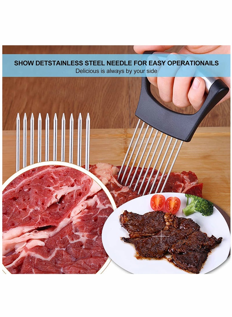 SOLARAE 6PCS Onion Holder Slicer Set with Stainless Steel Finger Guards and Thumb Protectors - Safe Kitchen Tools for Slicing and Chopping Onions, Nuts, and More Without Injury. - Image 4