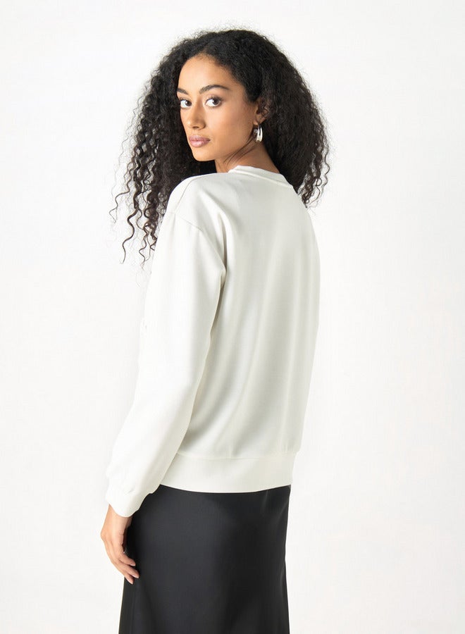 تواكستريمز سويت شيرت فضفاض بأكمام طويلة وزخرفة زهور من توإكستريمز - Image 3