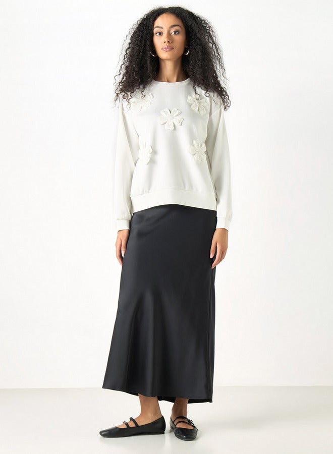 تواكستريمز سويت شيرت فضفاض بأكمام طويلة وزخرفة زهور من توإكستريمز - Image 2