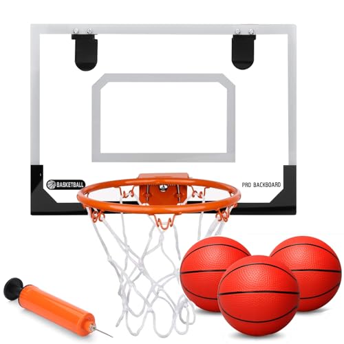 Anzmtosn Mini Indoor Basketball Hoop for Door Over Door Basketball Hoop for Kids Adults with Large 9 Inch Dunk Rim 4 Mini Replacement 6 Basketballs Sport Game Gift for 6 7 8 9 10 11 12 Years 158x117 - Image 1