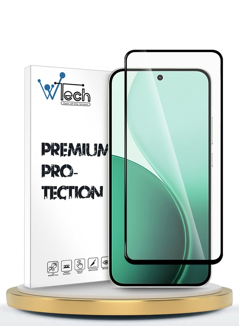 Wtech Oppo Reno14 F 5G 2025 Premium E2E Series Full Glue Full Cover Tempered Glass Screen Protector (MSGECN) - Clear/Black - Image 1