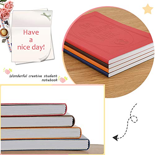 SINOBAND A5 PU Leather Journals Our Adventure Book Cover Writing Journal Travelers Notebook Daily Notepad with Designed Cartoon Inner Papers Set of 4 - Image 5