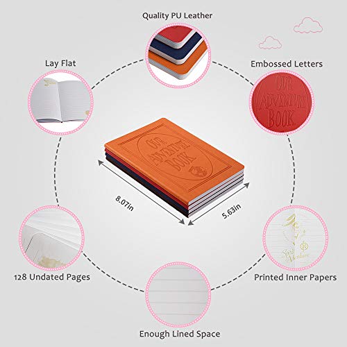 SINOBAND A5 PU Leather Journals Our Adventure Book Cover Writing Journal Travelers Notebook Daily Notepad with Designed Cartoon Inner Papers Set of 4 - Image 2