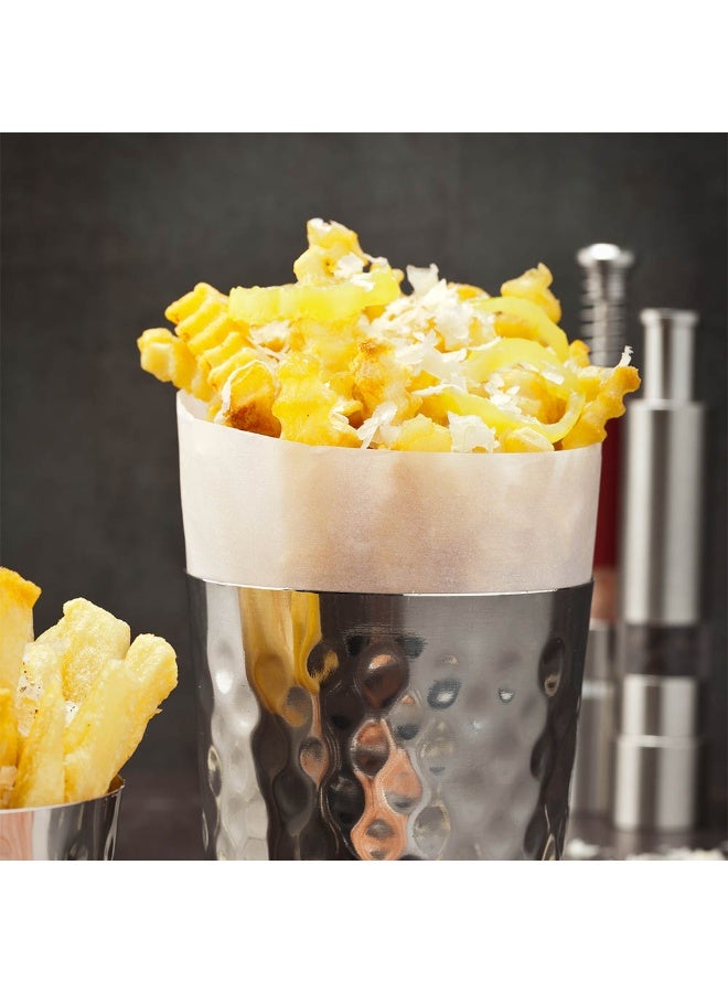 Restaurantware Met Lux 3.4 Inch French Fry Cup, 1 Hammered French Fry Holder - Mirrored Finish, Durable, Stainless Steel Fry Cup, For Serving Chips, Onion Rings, Tater Tots, or Vegetables,  - Image 3