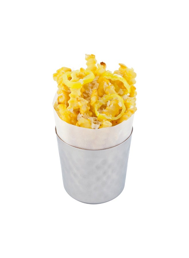 Restaurantware Met Lux 3.4 Inch French Fry Cup, 1 Hammered French Fry Holder - Mirrored Finish, Durable, Stainless Steel Fry Cup, For Serving Chips, Onion Rings, Tater Tots, or Vegetables,  - Image 2