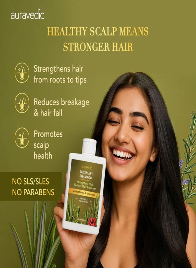 Auravedic Rosemary Shampoo For Hair Growth 300ML Anti Hair Fall Shampoo For Women Men Rosemary Oil For Hairfall with Hibiscus Peppermint Leaf Menthol Ginger Moringa Jatamansi & Tea Tree Oil - Image 3