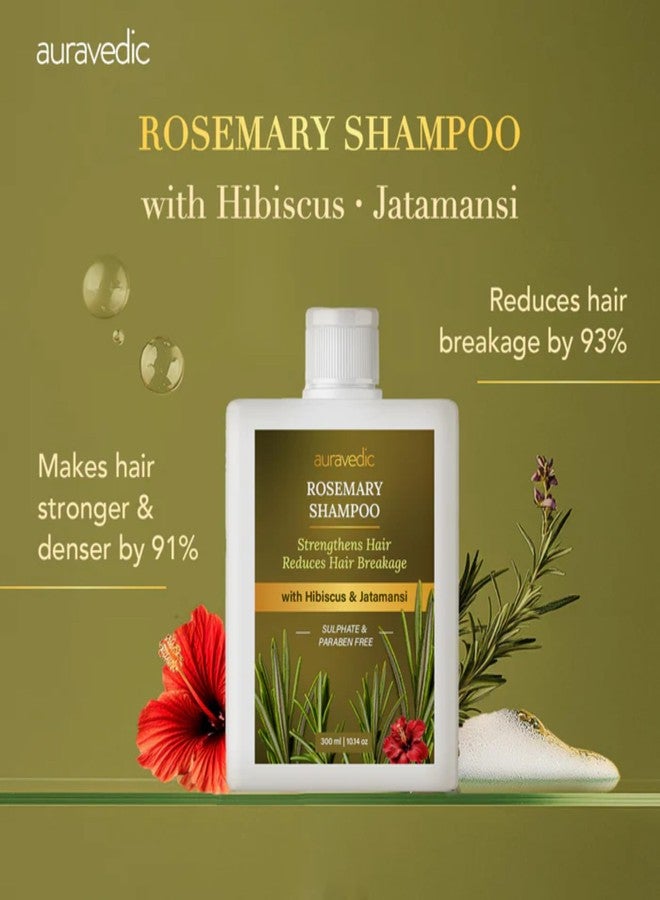 Auravedic Rosemary Shampoo For Hair Growth 300ML Anti Hair Fall Shampoo For Women Men Rosemary Oil For Hairfall with Hibiscus Peppermint Leaf Menthol Ginger Moringa Jatamansi & Tea Tree Oil - Image 2