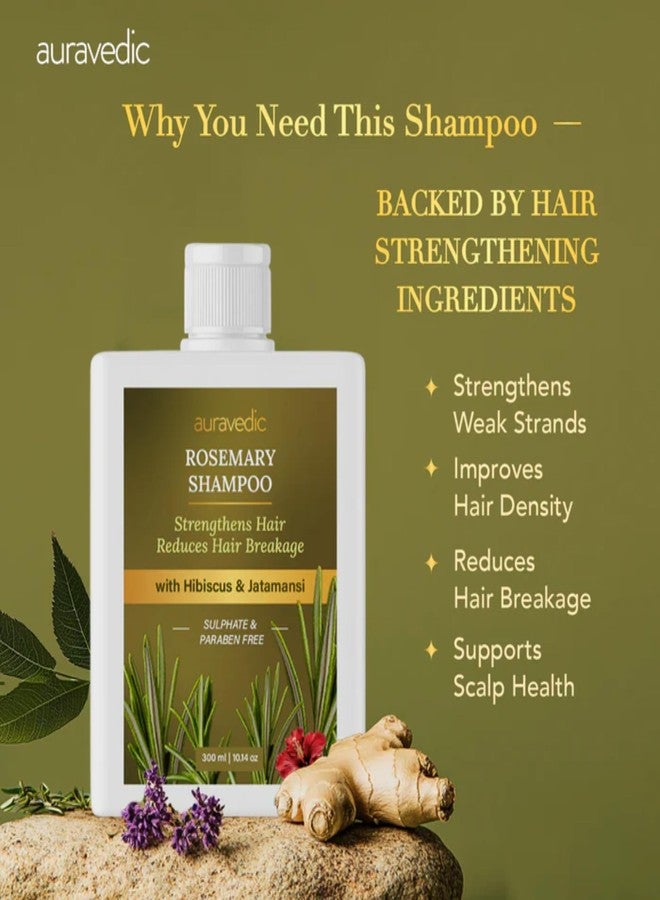 Auravedic Rosemary Shampoo For Hair Growth 300ML Anti Hair Fall Shampoo For Women Men Rosemary Oil For Hairfall with Hibiscus Peppermint Leaf Menthol Ginger Moringa Jatamansi & Tea Tree Oil - Image 5