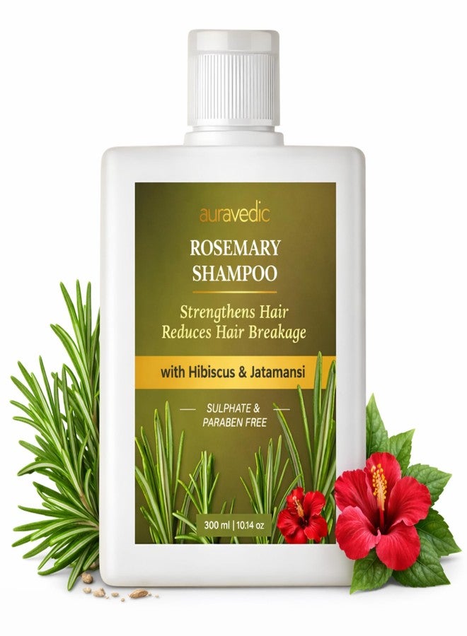 Auravedic Rosemary Shampoo For Hair Growth 300ML Anti Hair Fall Shampoo For Women Men Rosemary Oil For Hairfall with Hibiscus Peppermint Leaf Menthol Ginger Moringa Jatamansi & Tea Tree Oil - Image 1