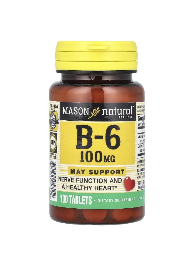 Mason Natural Mason Natural, Vitamin B6, 100 mg, 100 Tablets  - Image 1