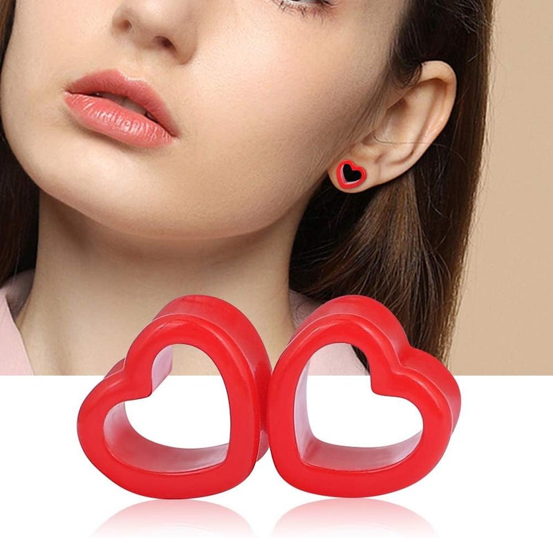 Qmcandy 6pcs/18pcs Heart Shape Acrylic Ear Tunnels Plugs Set Mix Color Stretcher Expander Piercing Tunnels Gauge 6G-7/8 inch - Image 4