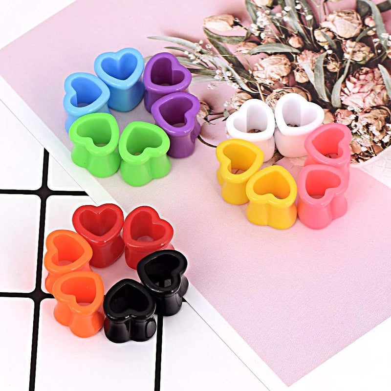 Qmcandy 6pcs/18pcs Heart Shape Acrylic Ear Tunnels Plugs Set Mix Color Stretcher Expander Piercing Tunnels Gauge 6G-7/8 inch - Image 2