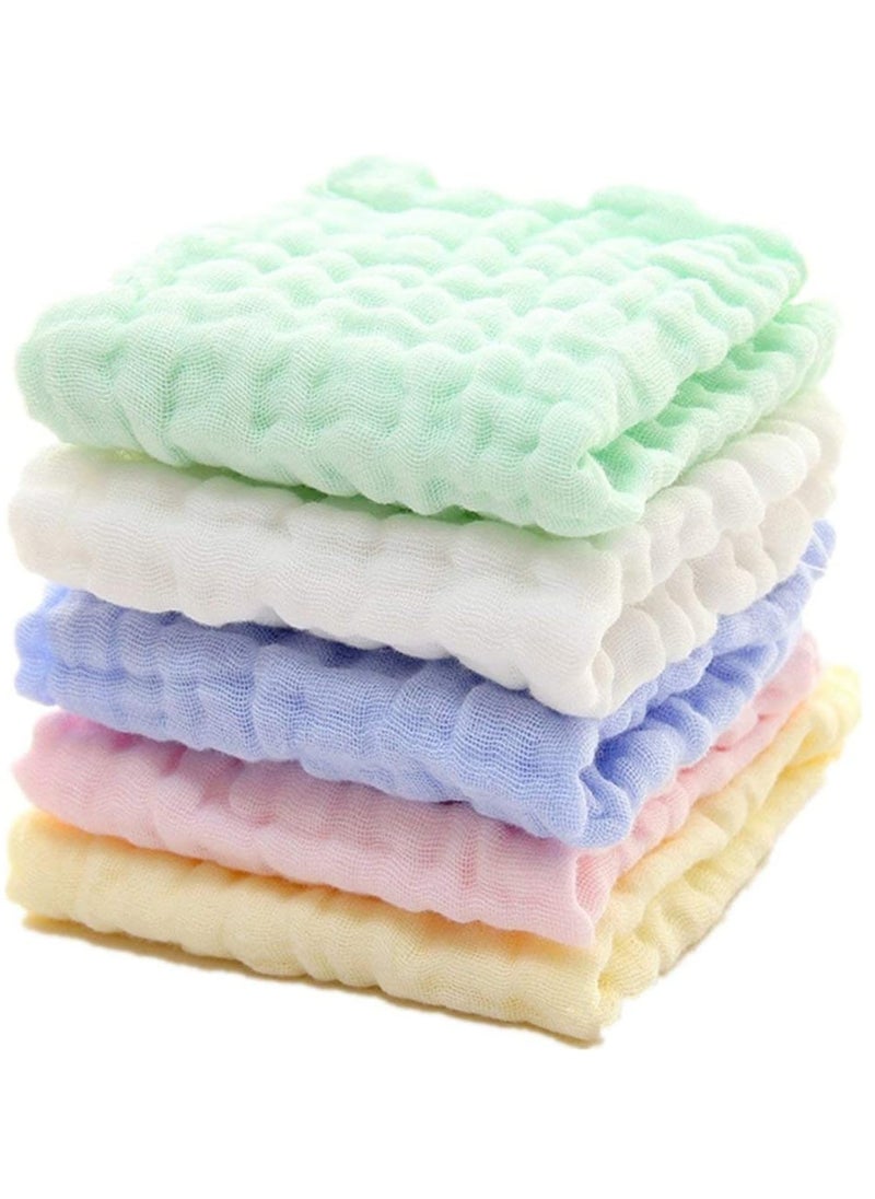 SKY-TOUCH - 5 Pcs Muslin Baby Washcloths and Towels Natural Organic Cotton Baby Washcloths Soft Newborn Baby Towel and Muslin Washcloth for Sensitive Skin - Image 1