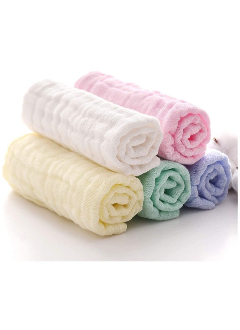 SKY-TOUCH - 5 Pcs Muslin Baby Washcloths and Towels Natural Organic Cotton Baby Washcloths Soft Newborn Baby Towel and Muslin Washcloth for Sensitive Skin - Image 1