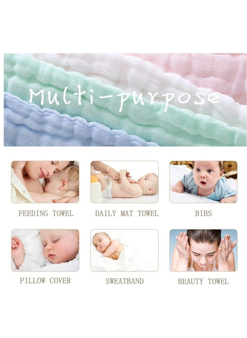 SKY-TOUCH - 5 Pcs Muslin Baby Washcloths and Towels Natural Organic Cotton Baby Washcloths Soft Newborn Baby Towel and Muslin Washcloth for Sensitive Skin - Image 1