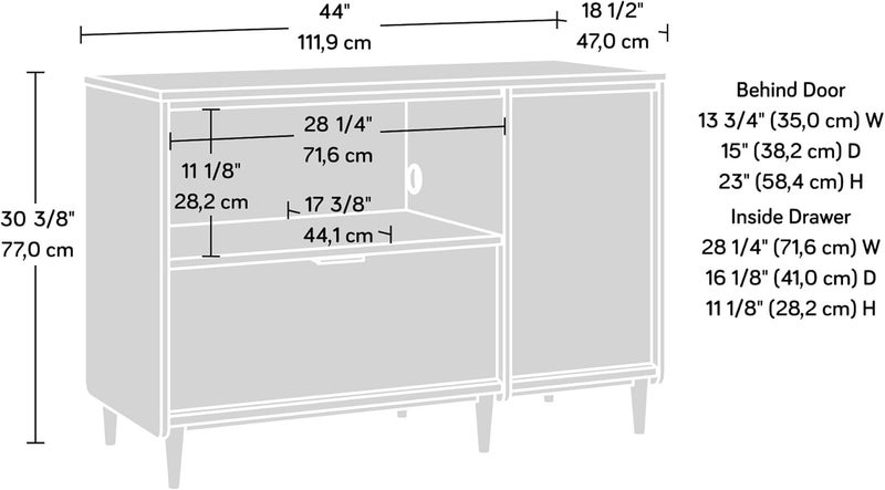 SAUDER Clifford Place Commercial Office Credenza, for TVs up to 46", in a Natural Maple Finish - Image 3