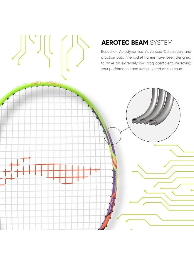 لي-نينج مضرب تنس الريشة لي نينغ توربو  كربون فايبر بدون وتر مع غطاء كامل مجاني