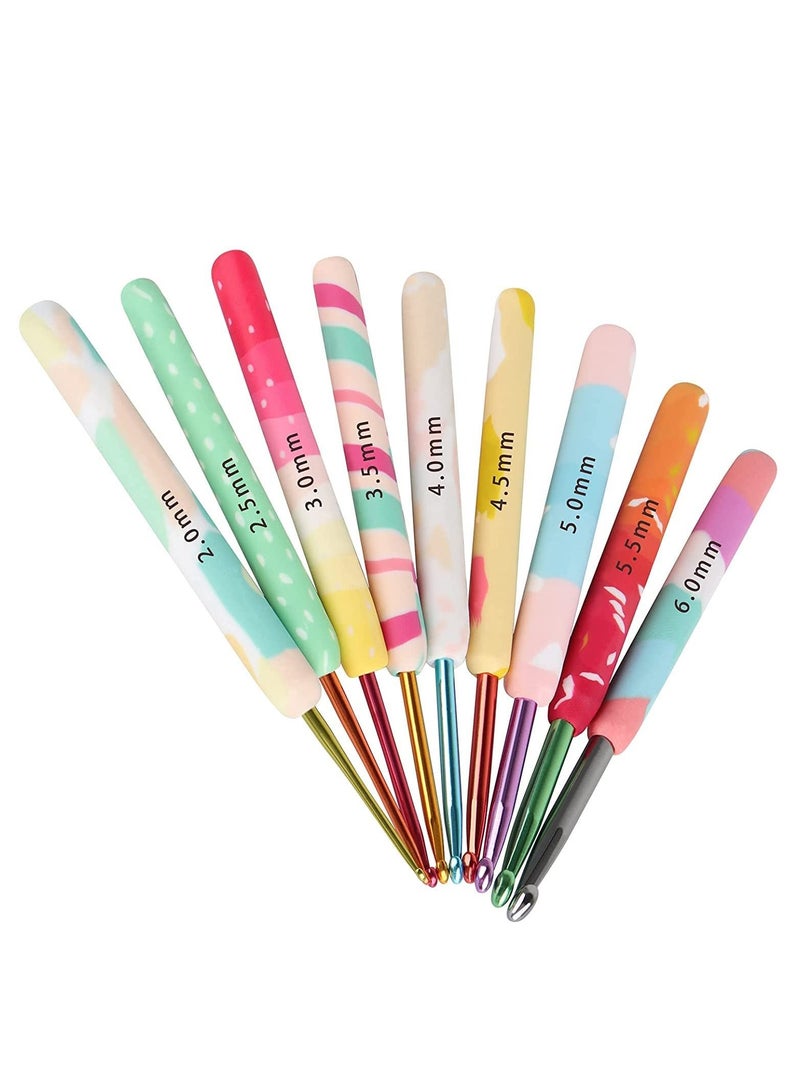 Y&D Crochet Hook Set for Women Girls Mom Teens, Cute Needles Crocheting Art Aluminum Soft Grip Comfortable Knitting Yarn Craft Kit Beginner, 9 Sizes in Colors  - Image 1