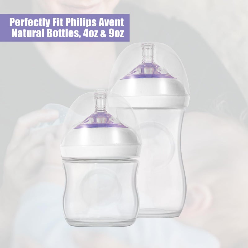 PEUTIER 4PCS Baby Bottle Cap Replacement Cover for Avent Natural Bottles 4oz & 9oz, BPA Free Baby Bottle Replacement Dome Caps Lids Dome Tops for Plastic and Glass Baby Feeding Bottles - Image 4
