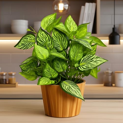 fancymart Artificial Plant Leaves in Wooden Pot Perfect Potted Decoration for Home Living Room & Office Spaces Décor Height - 26cm - Image 3