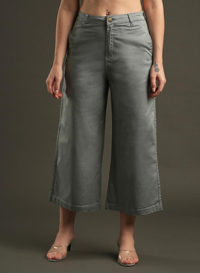 Globus Satin Stretchable Mid-Rise Relaxed Fit Trousers - Image 1