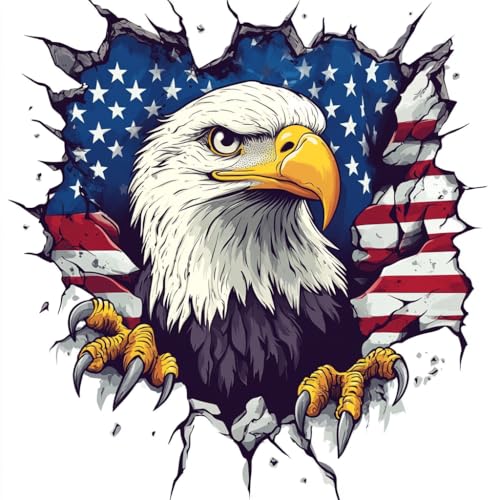 MAKTEM American Eagle with Flag Car Decal Vinyl Waterproof Removable USA Pride Window Rear Panel Bumper 1PC B - Image 1