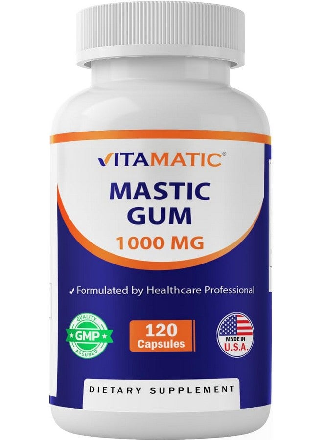 Vitamatic صمغ الماستيك فيتاميناتيك 1000 ملغ لكل حصة - دعم وظيفة الهضم، صحة الجهاز الهضمي، المناعة وصحة الفم، 120 كبسولة - Image 1