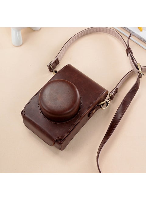 Fuji X100VI Camera Bag X100 X100S X100T X100F X100V Camera Case Leather Case Protective Case-Dimensions: Vertical Coffee (including Shoulder Strap)