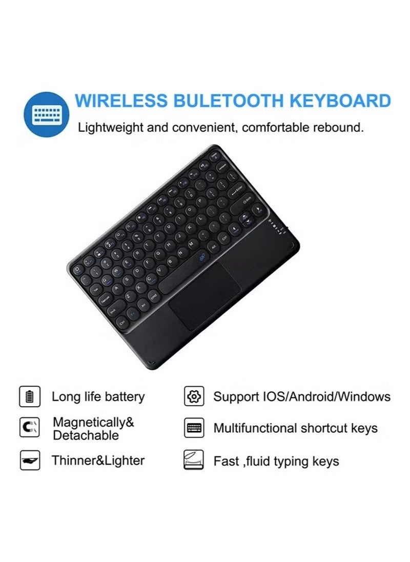 TIGER - Samsung Galaxy Tab A9 (X110) Touchpad Keyboard Case – Slim Magnetic Detachable Bluetooth Keyboard with Built-in Trackpad | Lightweight Folio Stand Cover | Auto Sleep/Wake | Full Body Protection | Ideal for Work, Study, and Travel | 8.7 Inch – Black - Image 1