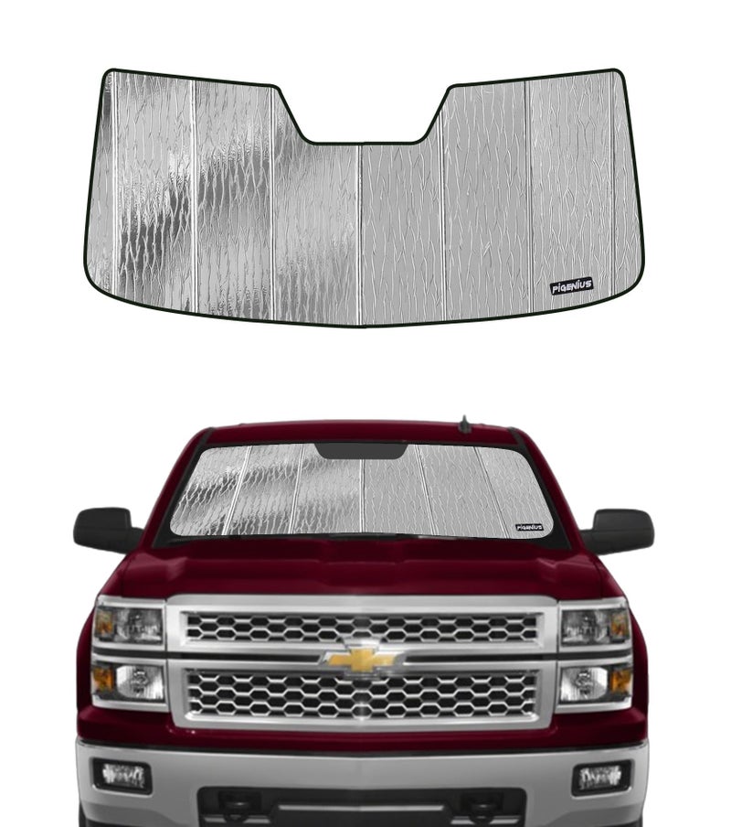 Pigenius Windshield Sun Shade for Chevy SilveradoGMC Sierra 1500 20142018SilveradoSierra 25003500 20152019Sierra 1500 LTD 2019Silverado 1500 LD 2019Without SensorSummerWinter Sunshade