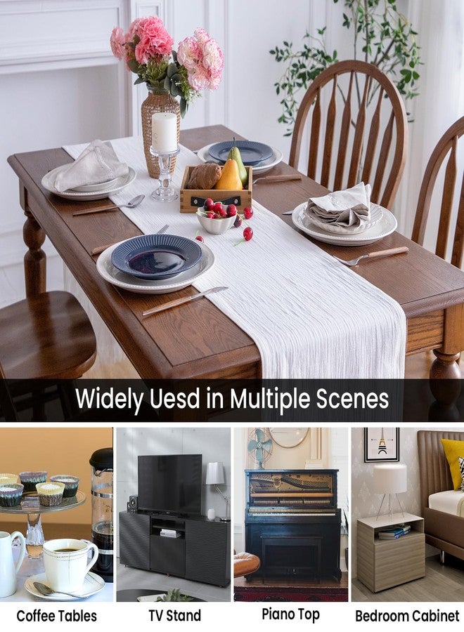 سيمبل آند أوبيولنس مفرش طاولة من الكتان والقطن من Simple&Opulence - مقاس 14 × 108 بوصة، مفرش طاولة من الكتان بتصميم ريفي مع حواف مزينة بشرابات لحفلات الزفاف البوهيمية الريفية، وحفلات توديع العزوبية، والعشاء (أبيض) - Image 5