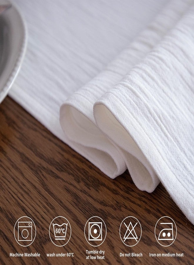 سيمبل آند أوبيولنس مفرش طاولة من الكتان والقطن من Simple&Opulence - مقاس 14 × 108 بوصة، مفرش طاولة من الكتان بتصميم ريفي مع حواف مزينة بشرابات لحفلات الزفاف البوهيمية الريفية، وحفلات توديع العزوبية، والعشاء (أبيض) - Image 4