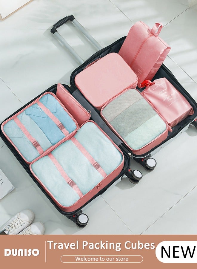 DUNISO 7 PCS Packing Cubes for Suitcases, Travel Storage Bag Set, Travel Luggage Organizer, Multi-Functional Compression Organizer Bags, Clothing Sorting Packages Travel Packing Pouches for Man and Women Travel Essentials  - Image 1