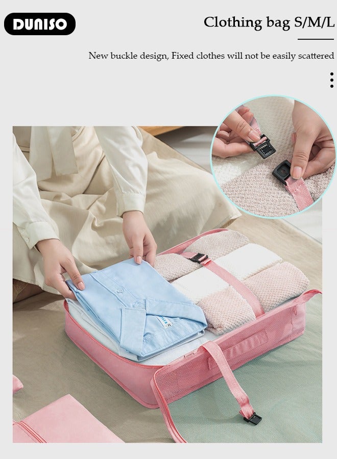 DUNISO 7 PCS Packing Cubes for Suitcases, Travel Storage Bag Set, Travel Luggage Organizer, Multi-Functional Compression Organizer Bags, Clothing Sorting Packages Travel Packing Pouches for Man and Women Travel Essentials  - Image 5