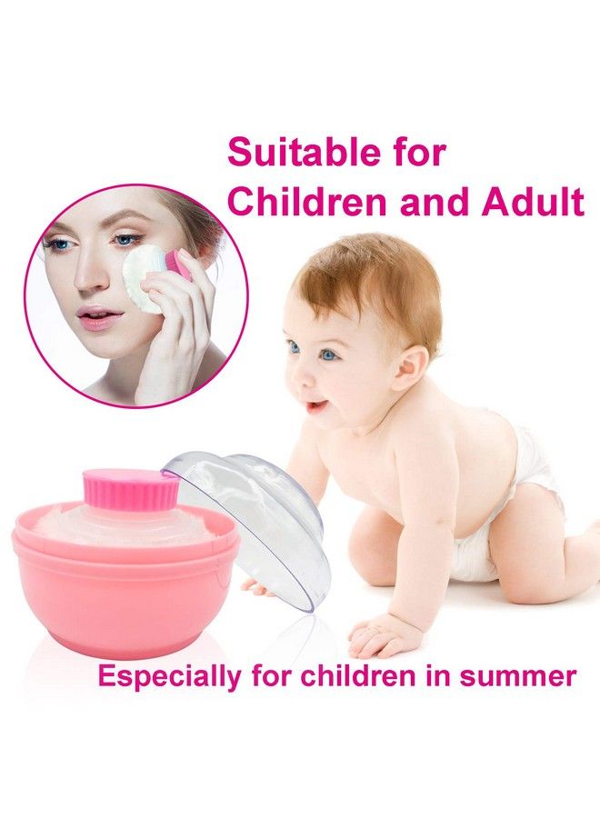 Aurasin Storage Body Powder Container Large 3.15" Fluffy Body Afterbath Powder Case Baby Care Face Body Villus Powder Puff Box Makeup Cosmetic Talcum Powder Container With Hand Holder (Lightcoral) - Image 3