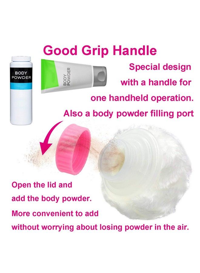 Aurasin Storage Body Powder Container Large 3.15" Fluffy Body Afterbath Powder Case Baby Care Face Body Villus Powder Puff Box Makeup Cosmetic Talcum Powder Container With Hand Holder (Lightcoral) - Image 4