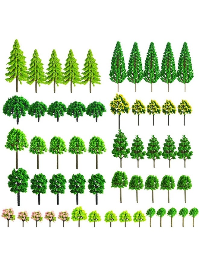 KOWVOWZ 55pcs Mini Model Trees Model Train Scenery Mixed Miniature Trees Artificial Wargame Trees Model Railroad Scenery Diorama Supplies Scenery Landscape  - Image 1