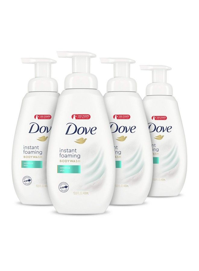 Dove Instant Foaming Body Wash For Softer And Smoother Skin Sensitive Skin Effectively Washes Away Bacteria While Nourishing Your Skin 13.5 Oz Pack Of 4 - Image 1