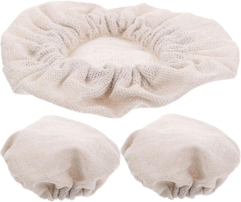 Homoyoyo 3pcs Wide Mouth Glass Jar Cloth Covers Sourdough Proofing Jar Replacement Lids Cotton Fermentation Storage Covers for Kitchen Baking - Image 1